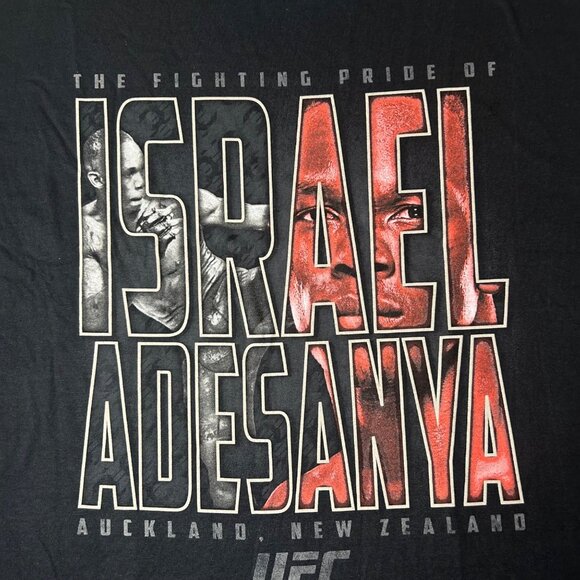 UFC UIsrael Adesanya Tee‎ Mens XL Black Auckland New Zealand Fight Pride NEW - Picture 4 of 8